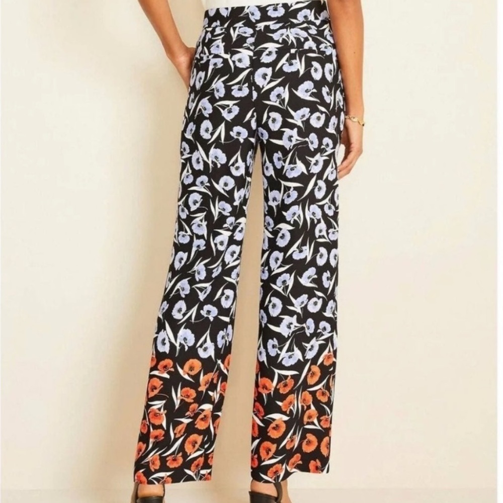Ann Taylor Wide Legged Poppy Flower Slacks
